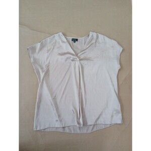 Nicole Miller Satin Shell Top Womens XL Champagne Cap Sleeve Relaxed Elegant